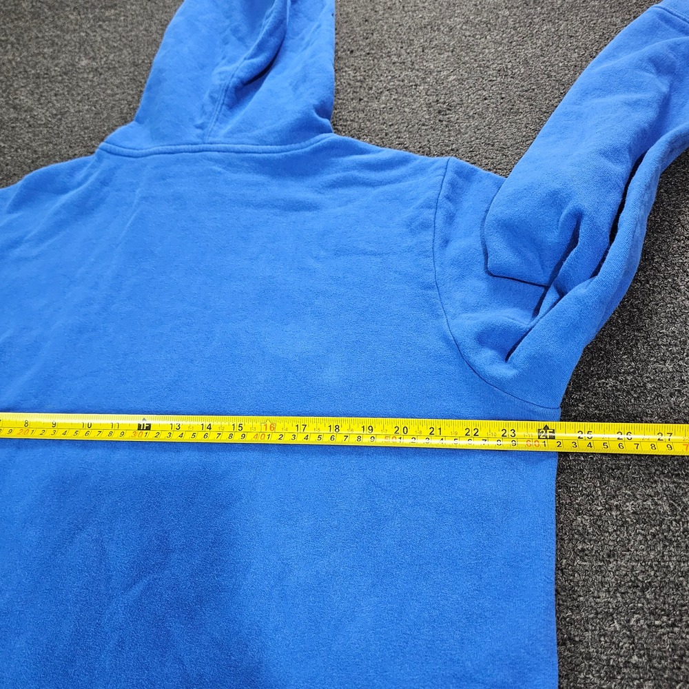 The North Face Mens Large Blue Graphic Logo Fleece Pullover Hoodie Gorpcore fade - Picture 7 of 8